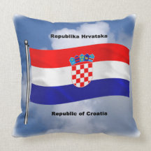 Waving Flag of Croatia Throw Pillows