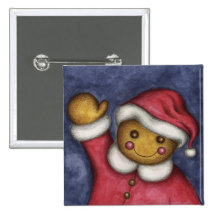 Waving Gingerbread Button