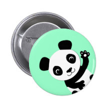 Waving Panda Pinback Buttons