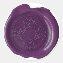 Wax Seal Monogram - Deep Purple - Bargallo Pattern Round Sticker