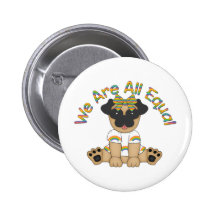 We Are All Equal Pug Tees, Gifts - Pastel Rainbow Pinback Button