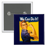 We Can Do It! Rosie the Riveter Vintage WW2 Buttons