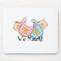 We Match Peeking Twins with Bibs 1 Girl, 1 Boy Mouse Pads