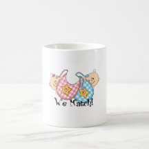 We Match Peeking Twins with Bibs 1 Girl, 1 Boy Coffee Mugs