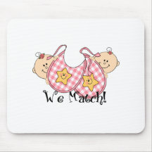 We Match Peeking Twins with Bibs 2 Girls Mouse Mat