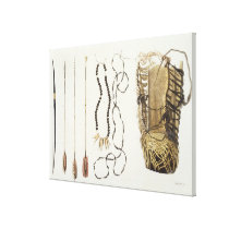 Weapons, tools and jewellery of Puri and Botocudos canvas prints