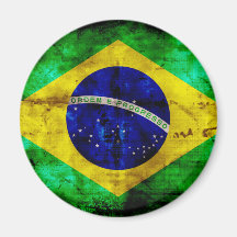 Weathered Brazil Flag Fridge Magnet