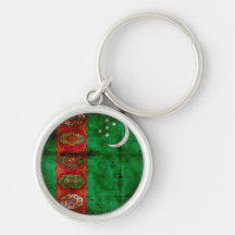 Weathered Turkmenistan Flag Keychain
