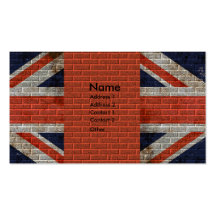 Weathered Union Jack on brick wall Business Cards