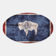 Weathered Wyoming Flag Oval Sticker