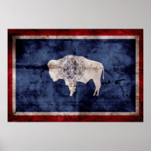 Weathered Wyoming Flag Posters