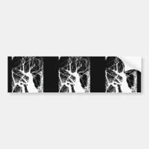 WEBBY TREE BLACK AND WHITE NEGATIVE BUMPER STICKERS