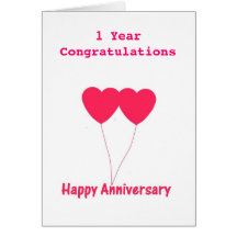 Wedding Anniversary I year, Card. Personalize it.