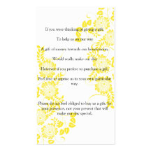 wedding ask for gift of money business card