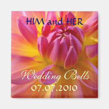 Wedding Bells magnet Save the Date Dahlias Flowers