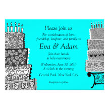 Wedding Blue Cake Invitation