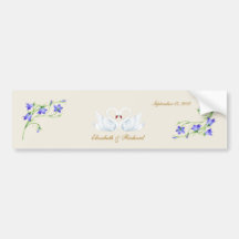 Wedding. Bluebells and swans Bumper Sticker