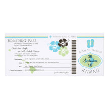 Wedding Boarding Pass to Hawaii Invitation