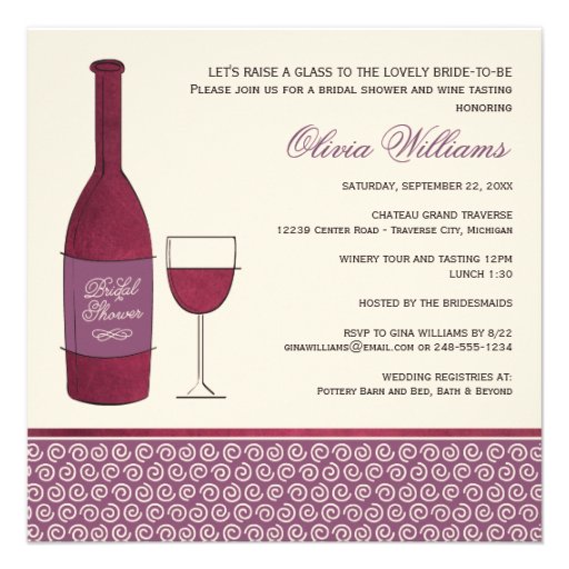 Wedding Bridal Shower | Wine Event Theme Personalized Invitation