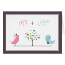 Wedding Bride and Groom Birds Folded Invitation Card