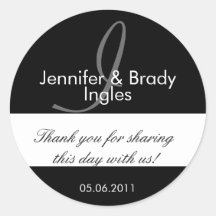 Wedding Bride and Groom Monogram I Favour Sticker