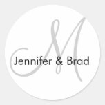 Wedding Bride Groom Grey Black Monogram Sticker