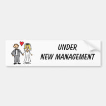 Wedding Cartoon - Under New Management Bumper Stickers