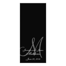 Wedding Church Program Monogram Black & White Personalised Invitation