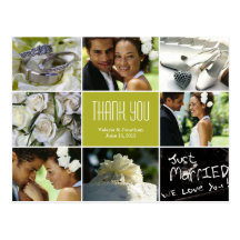 Wedding Collage Thank You Postcard - Chartreuse