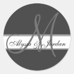 Wedding Custom Monogram & Names Grey Seal Sticker