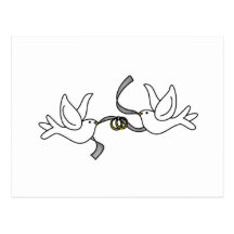 Wedding Doves with Rings Cards Postcard