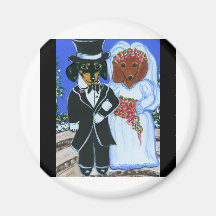 Wedding Doxies Refrigerator Magnets