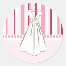 Wedding Dress Bridal Shower Stickers