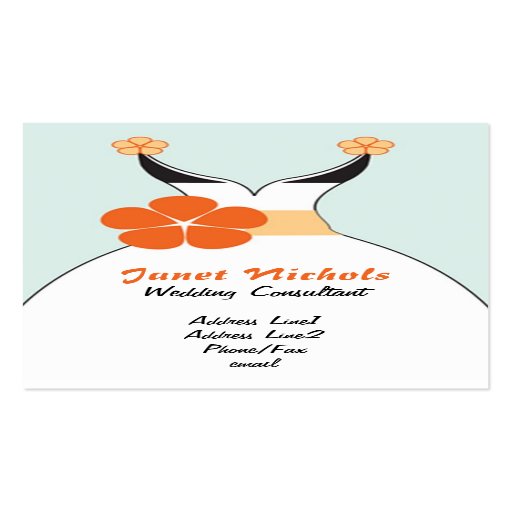Wedding Dress with Orange Flower2 Business Card Template