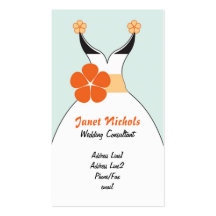 Wedding Dress with Orange Flower2 Business Card Template