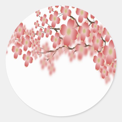 Wedding Envelope Seal Dogwood Design Round Stickers