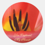Wedding envelope seals Red silky Tulip Flower Round Sticker