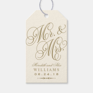 Wedding Favor Tag Ivory Gold Monogram Pack Of Gift Tags
