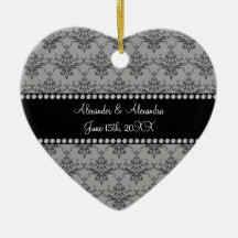Wedding favors Grey damask Ornaments