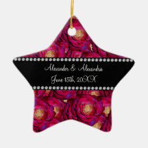 Wedding favors Maroon pink roses Ornament
