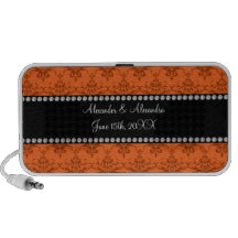 Wedding favors Orange damask Laptop Speaker
