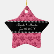 Wedding favors Pink damask Ornaments