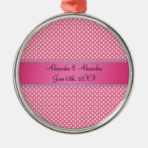 Wedding favors pink polka dots christmas ornament