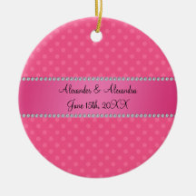 Wedding favors pink polka dots christmas ornament