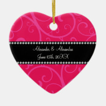 Wedding favors pink swirls christmas tree ornaments