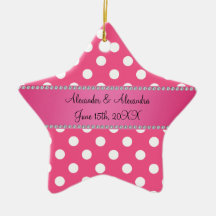 Wedding favors pink white polka dots ornament