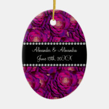Wedding favors Purple roses Christmas Tree Ornament
