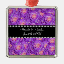 Wedding favors Purple roses Christmas Tree Ornament