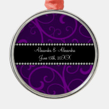 Wedding favors purple swirls christmas ornaments
