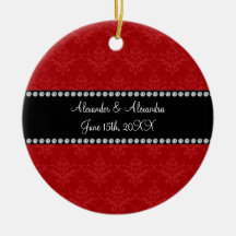 Wedding favors red damask christmas ornaments